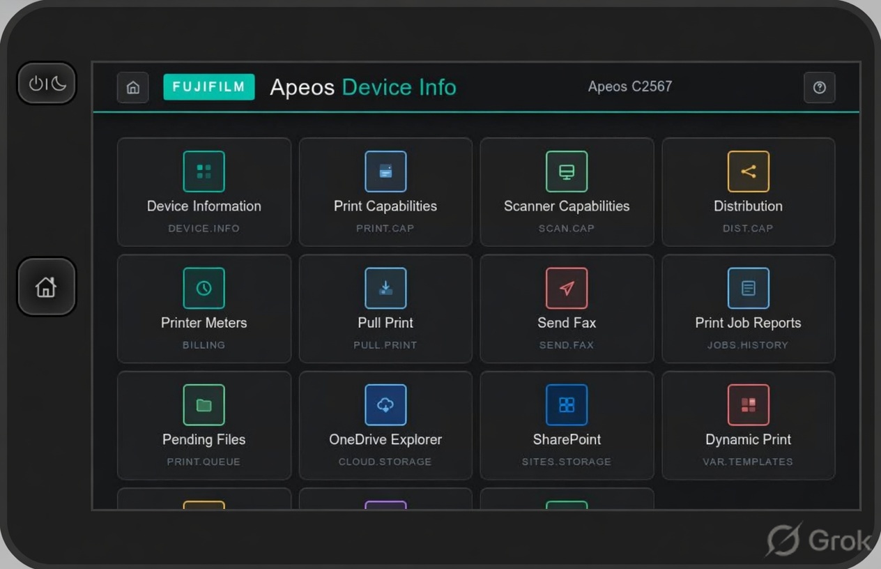 Home screen showing all 15 feature tiles